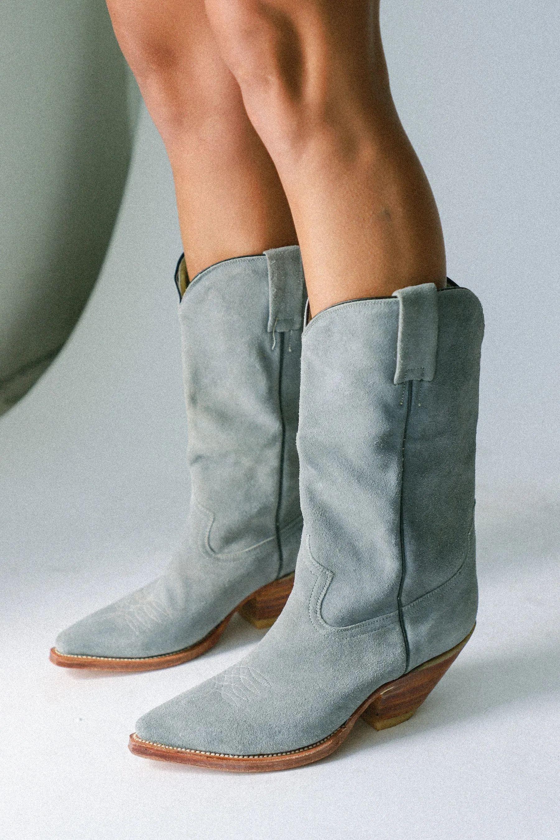 Grey Suede Cowboy Boots