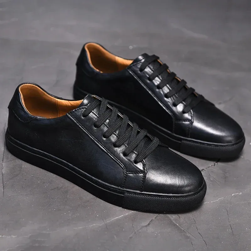 Hnzxzm Genuine Leather Casual Men Shoes lace up oxfords Brand White Shoes fashion men Sneakers New Arrival  black men shoes