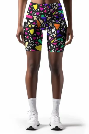 In a Joyful Mood Karen Geometric Performance Yoga Biker Shorts - Women