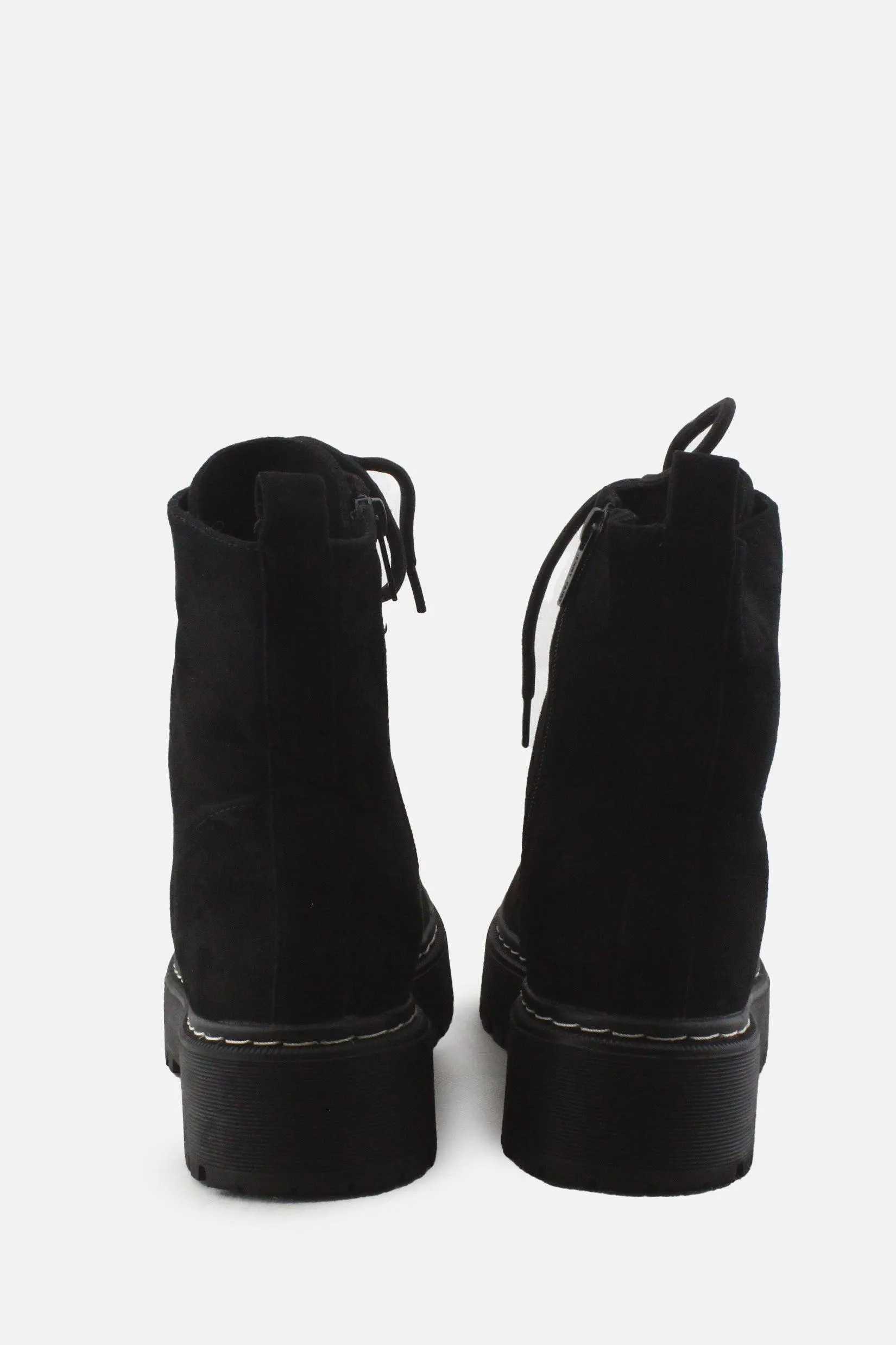 Jenny Fairy Zipper Laces Combat Ankle Boots | Suede