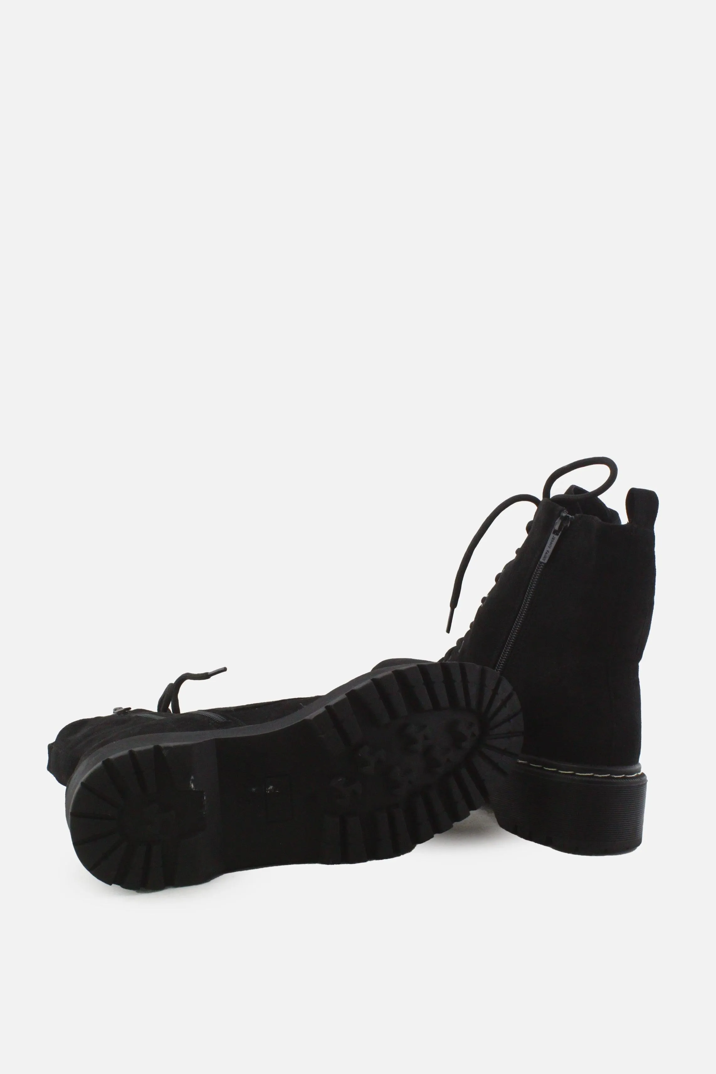 Jenny Fairy Zipper Laces Combat Ankle Boots | Suede