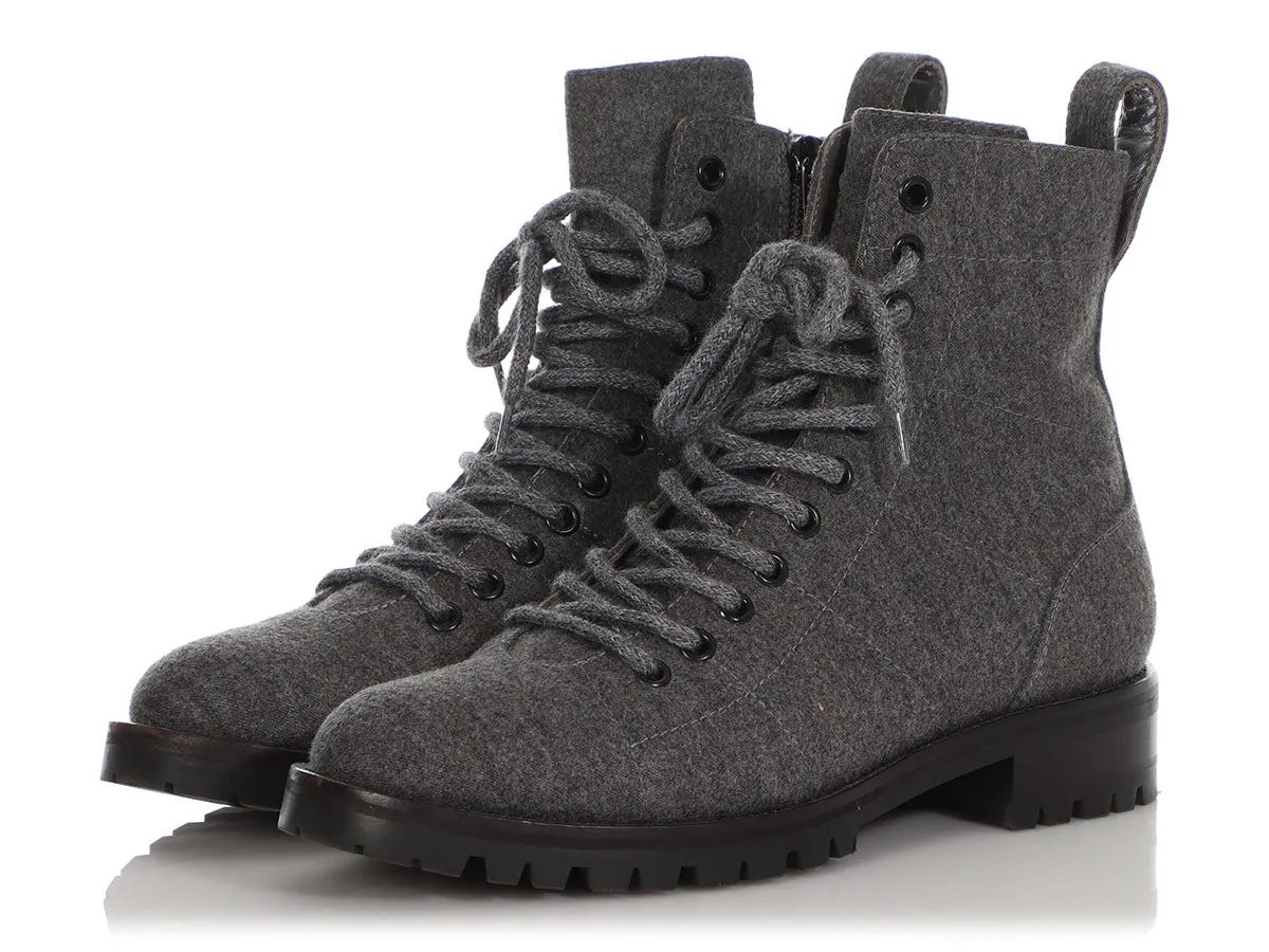 Jimmy Choo Dusk Flannel Cruz Combat Boots