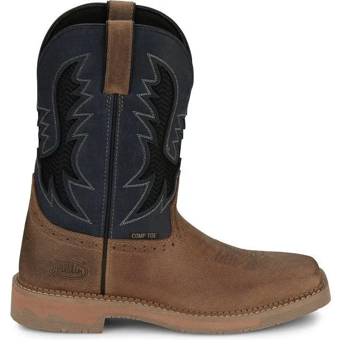 Justin Men's Bolt 11" Comp Toe Western Work Boot -Tan- SE4115