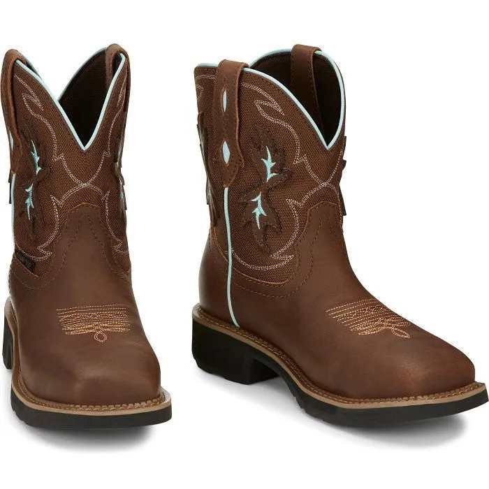 Justin Women's Chisel 8" Nano Comp Toe Western Work Boot -Brown- GY9960