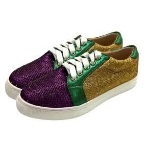 Kids Purple, Green, & Gold Gem Mardi Gras Tennis Shoe (Each)