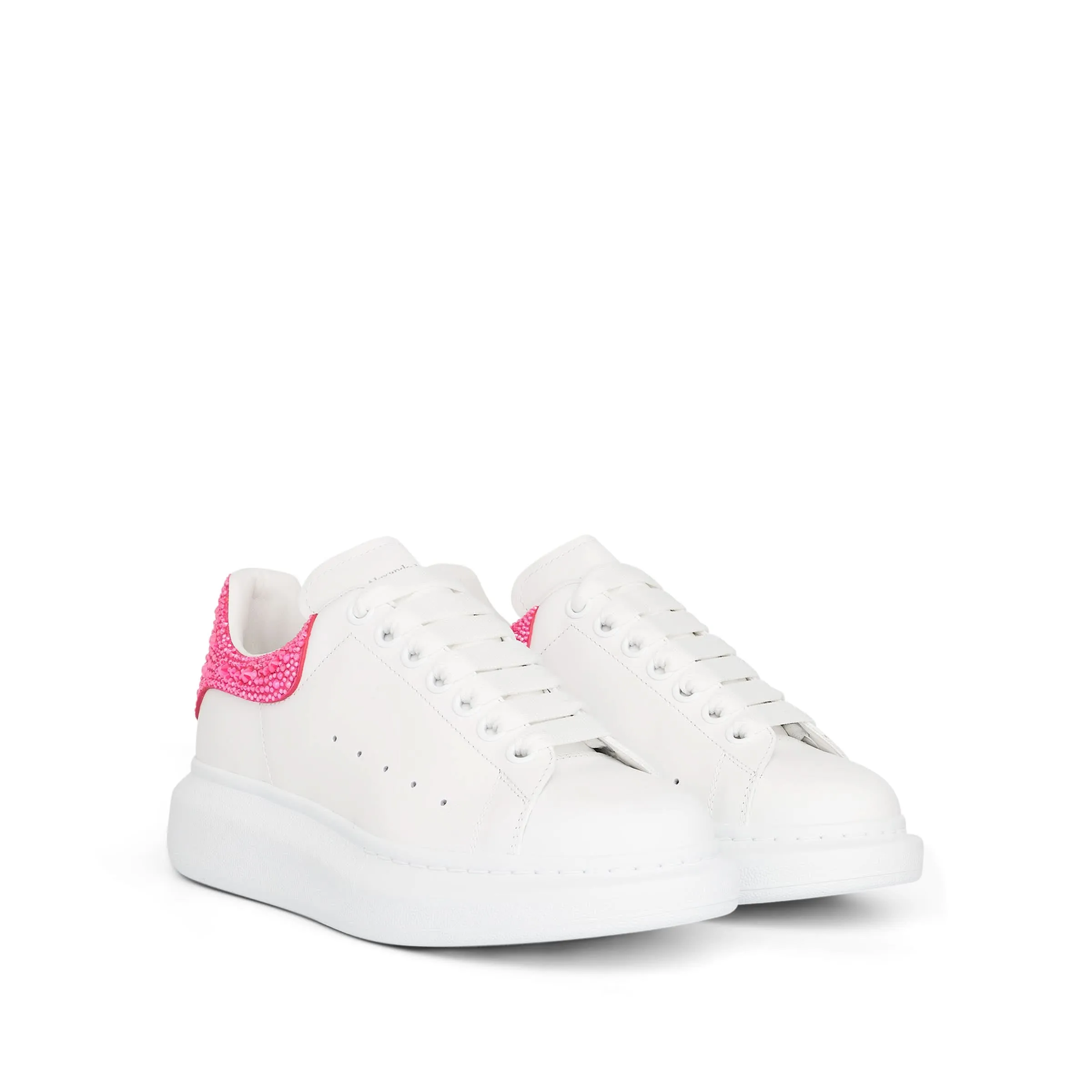 Larry Oversized Suede Sneaker in White/Halo Pink