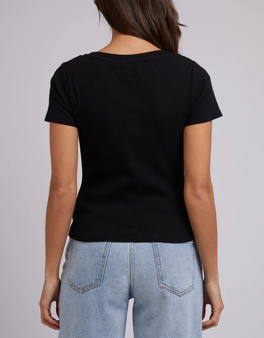 Lily V Neck Tee Black