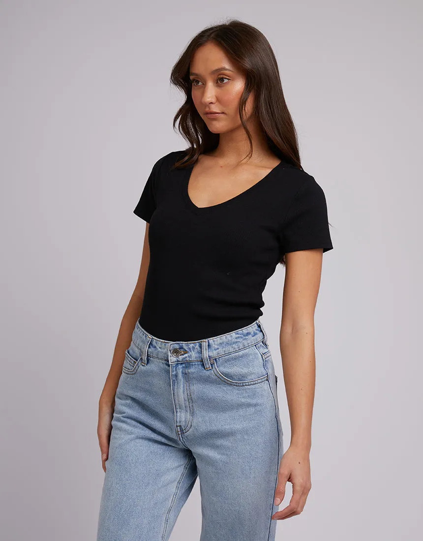 Lily V Neck Tee Black