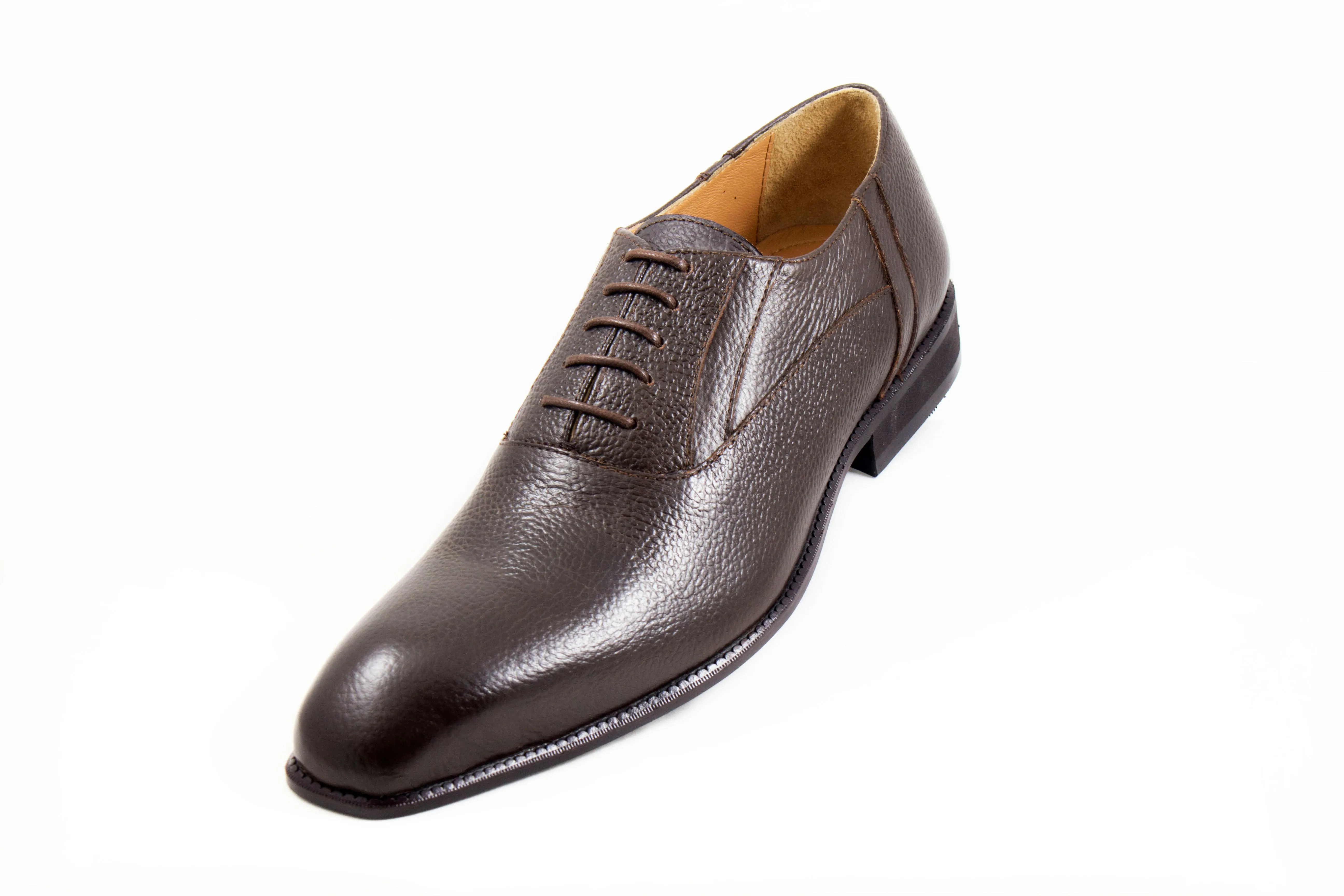 Men's Genuine Leather Brown Plain Oxford Shoes by ENAAF # CLGS22BR