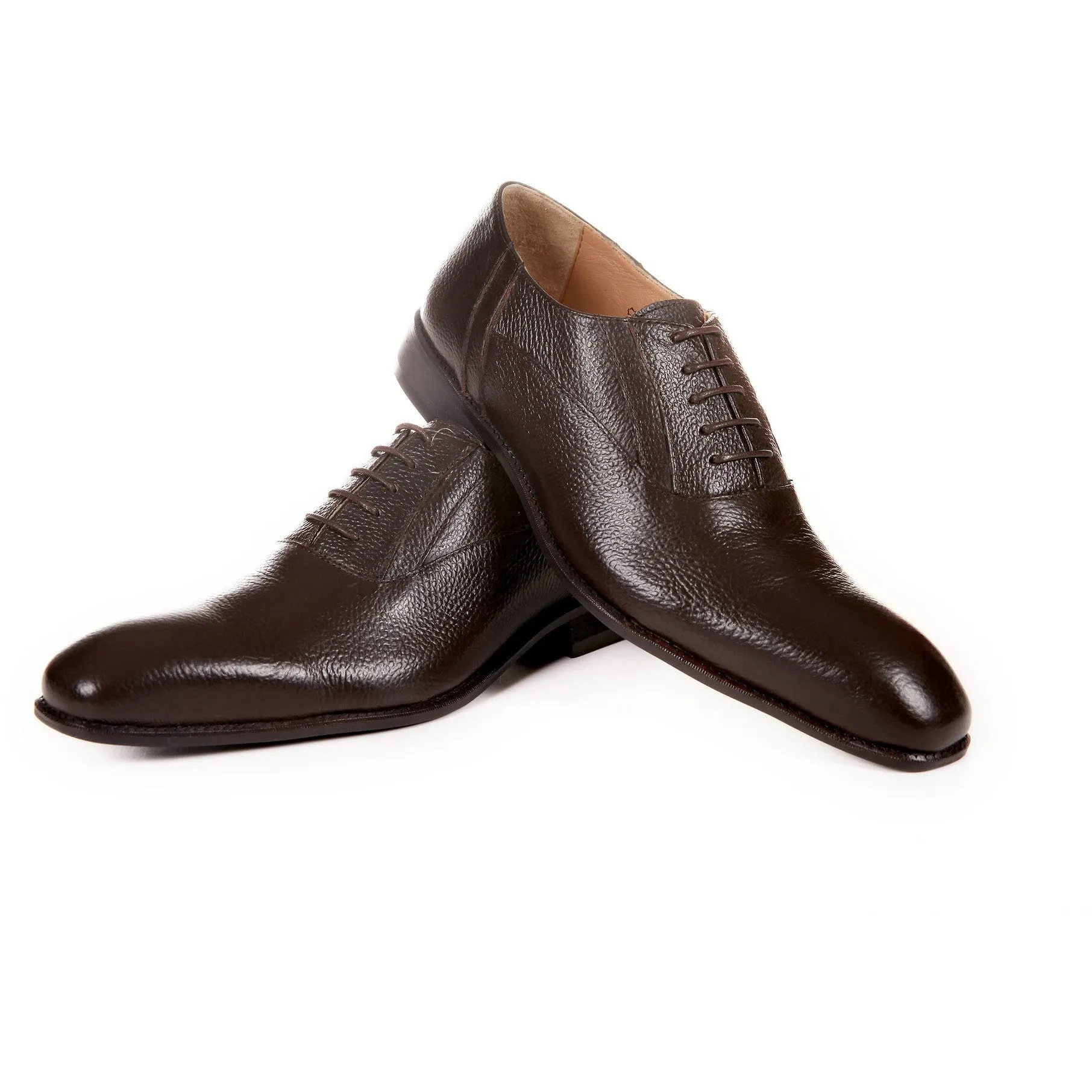 Men's Genuine Leather Brown Plain Oxford Shoes by ENAAF # CLGS22BR