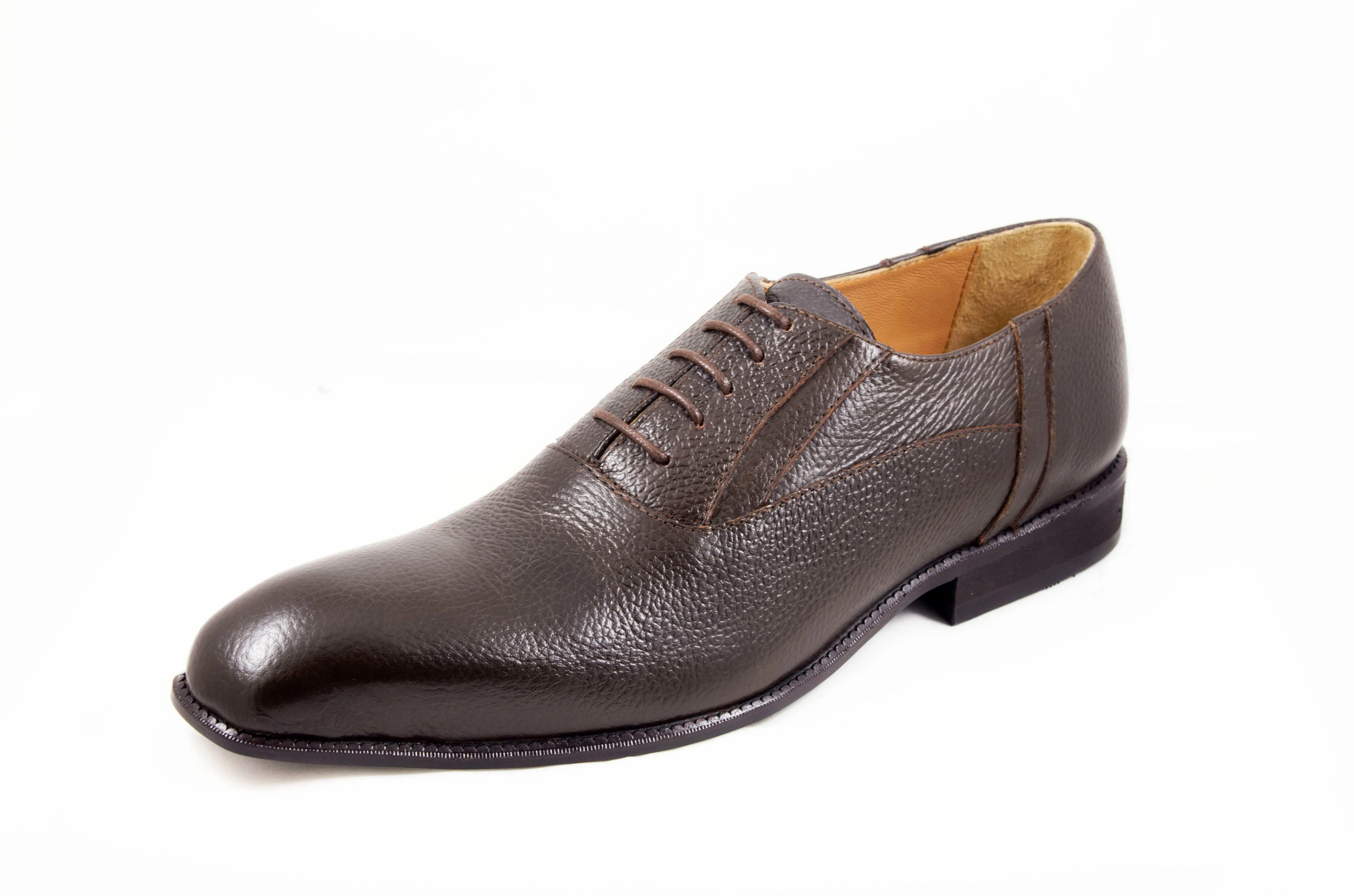 Men's Genuine Leather Brown Plain Oxford Shoes by ENAAF # CLGS22BR