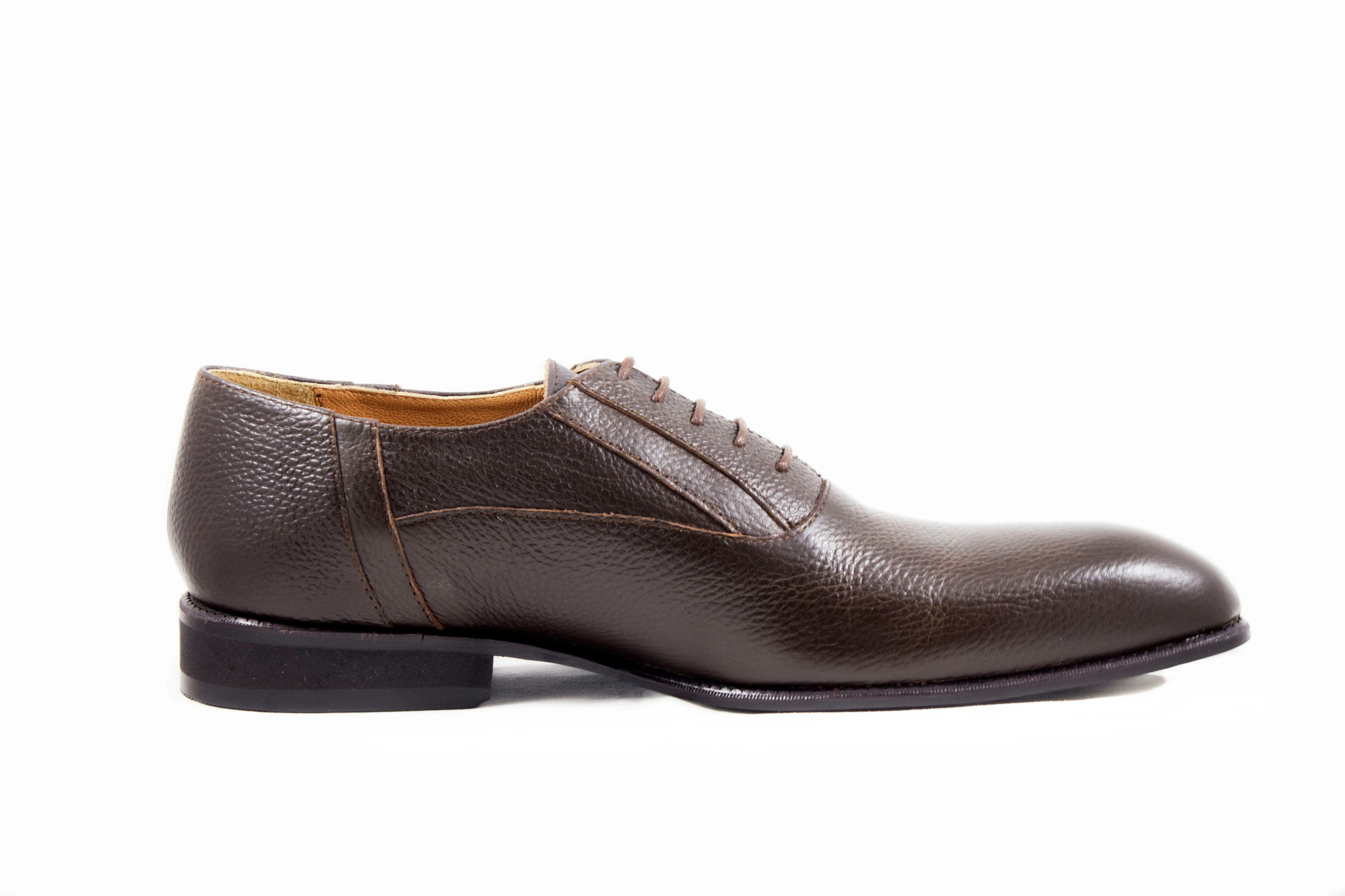 Men's Genuine Leather Brown Plain Oxford Shoes by ENAAF # CLGS22BR