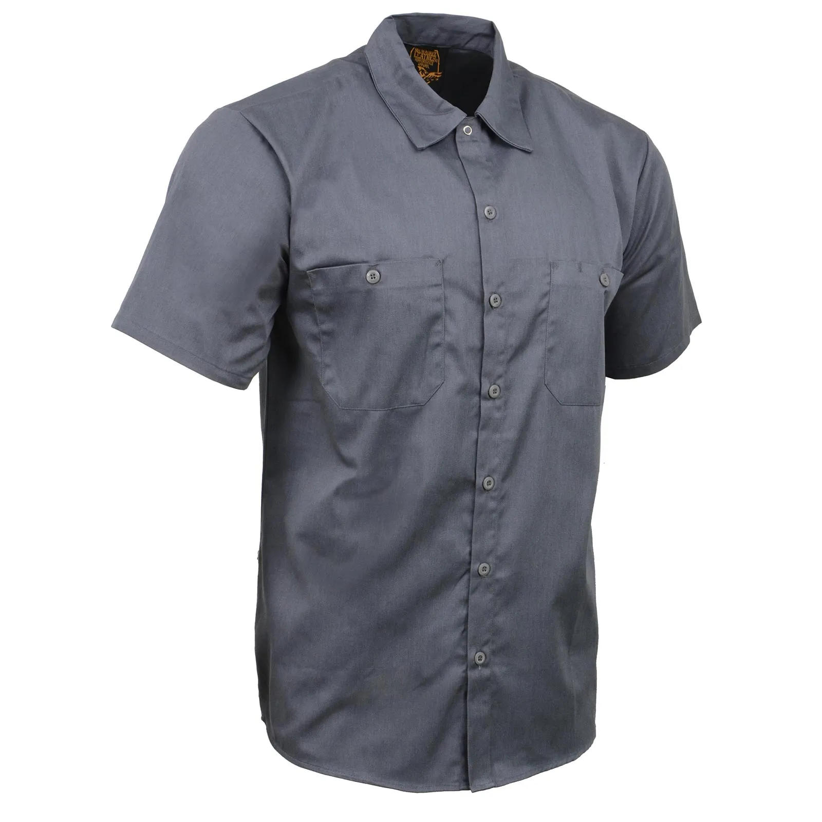 Milwaukee Leather MDM11668 Grey Button Up Heavy Duty Work Shirt For Men's, Classic Mechanic Work Shirt w/ Pockets