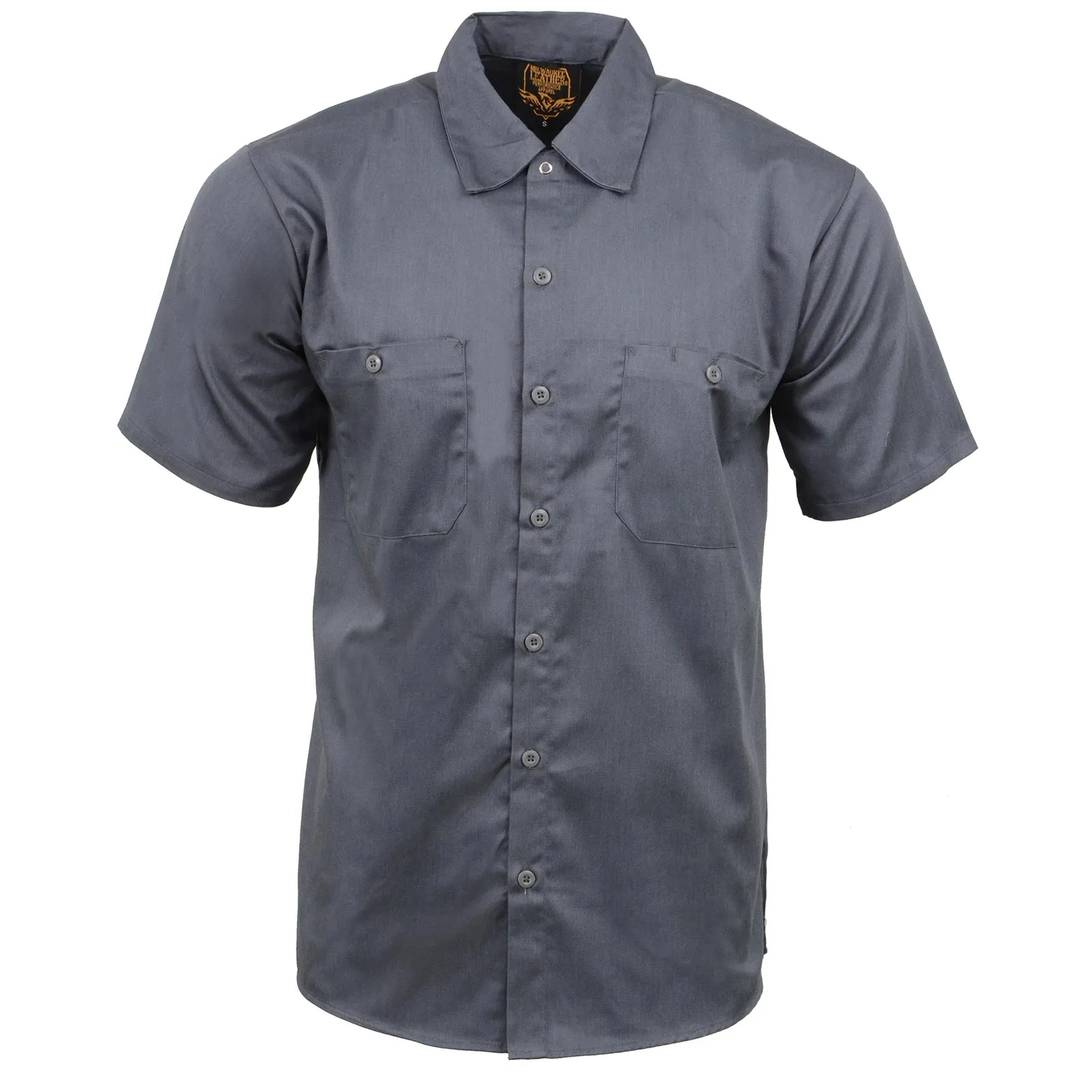 Milwaukee Leather MDM11668 Grey Button Up Heavy Duty Work Shirt For Men's, Classic Mechanic Work Shirt w/ Pockets