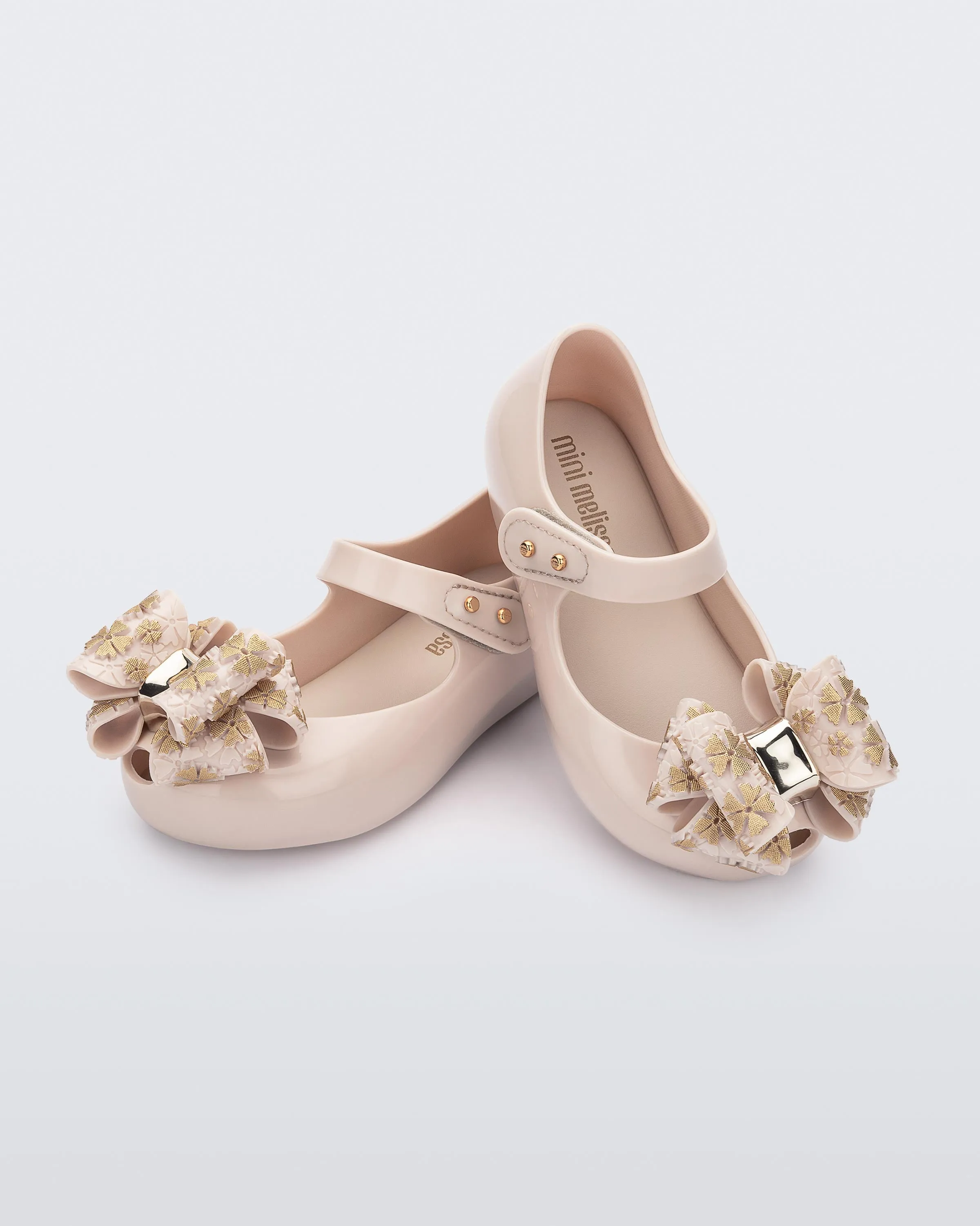 Mini Melissa Ultragirl Sweet XI Bow Detail Beige Ballerinas For Babies