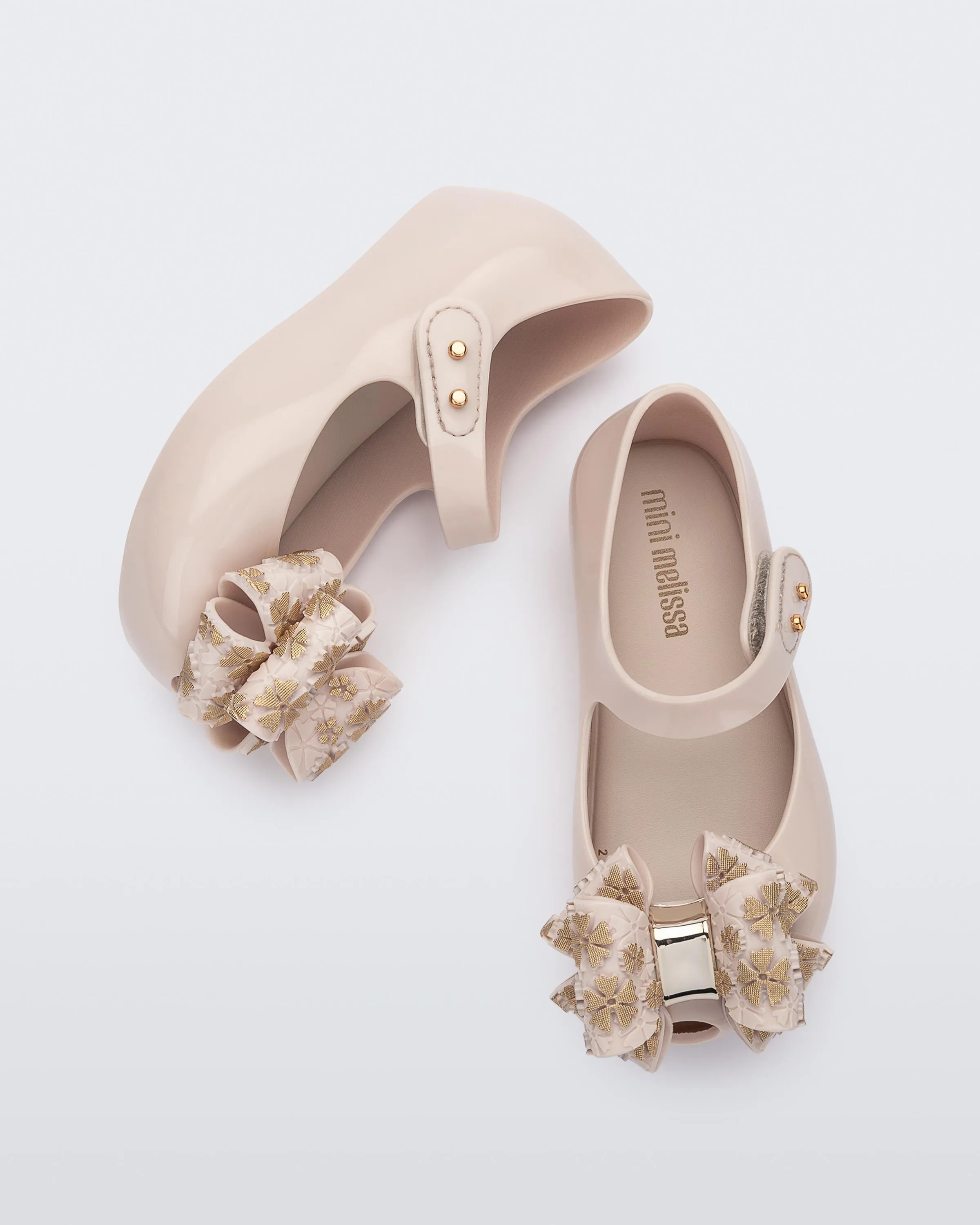 Mini Melissa Ultragirl Sweet XI Bow Detail Beige Ballerinas For Babies