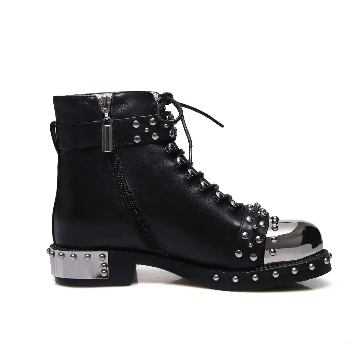 Nia Rivet Studded Combat Boots