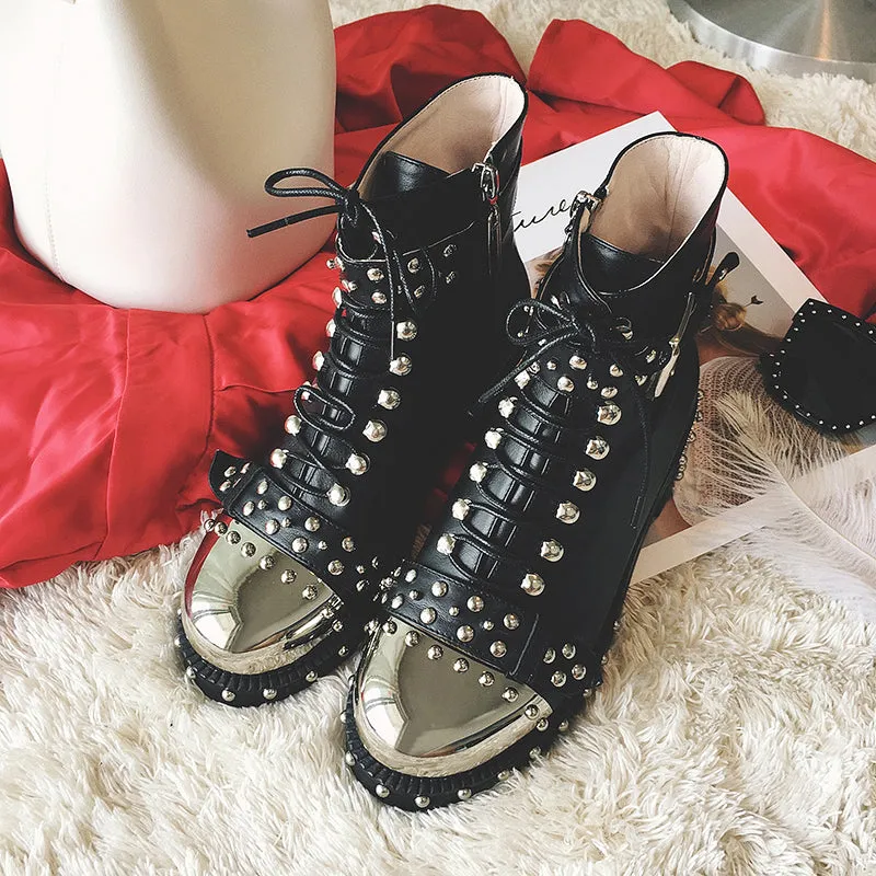 Nia Rivet Studded Combat Boots