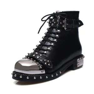 Nia Rivet Studded Combat Boots