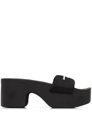 Nylon Platform Black Sandals