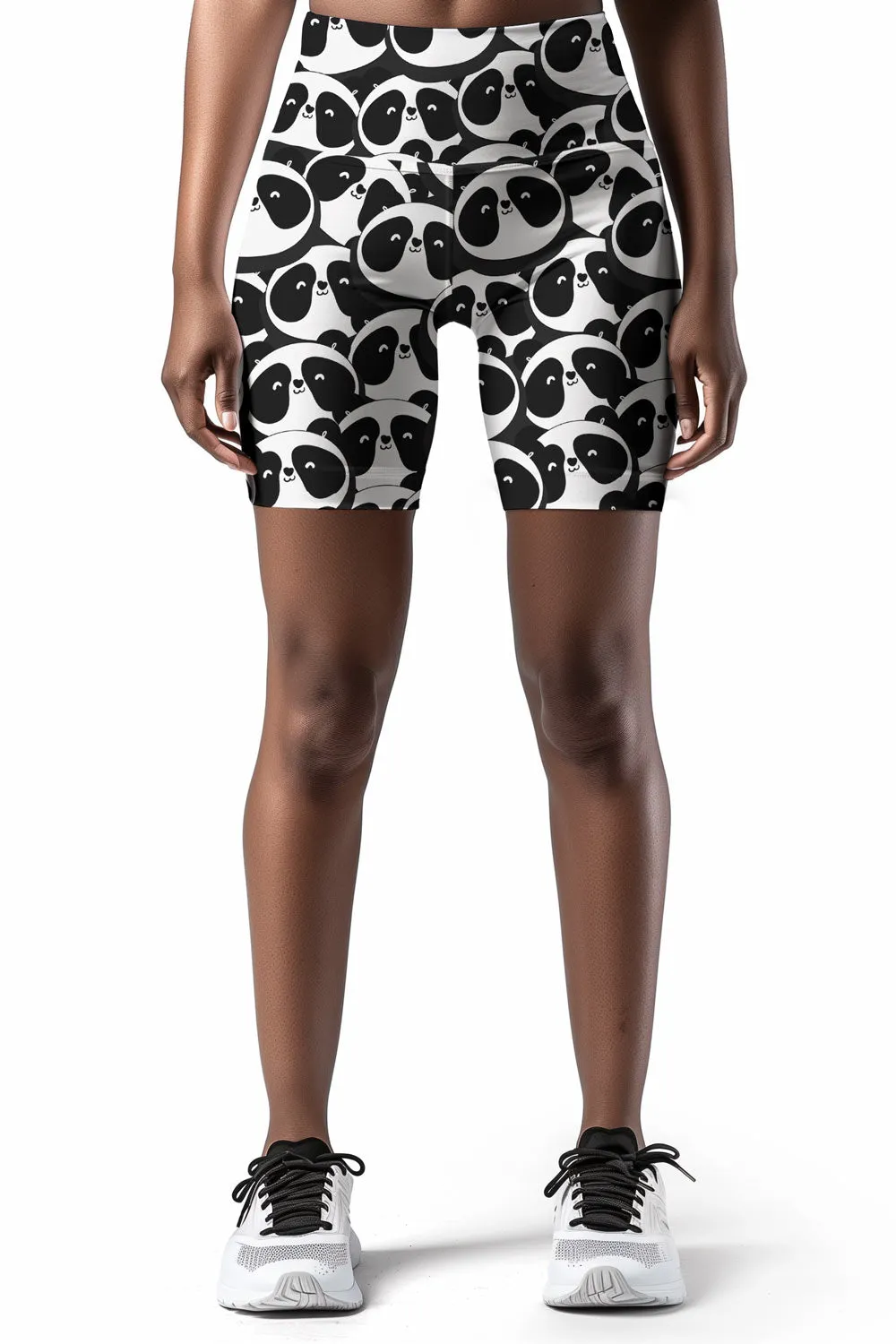 OMG! panda Karen Black & White Animal Print Yoga Biker Shorts - Women