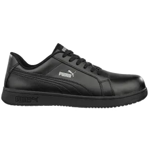 Puma Women's 640105 Iconic Leather Low Composite Safety Toe Metal Free Black Work Shoes