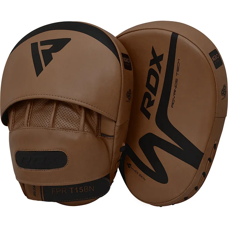 RDX T15 Nero Brown Boxing Gloves & Focus Pads