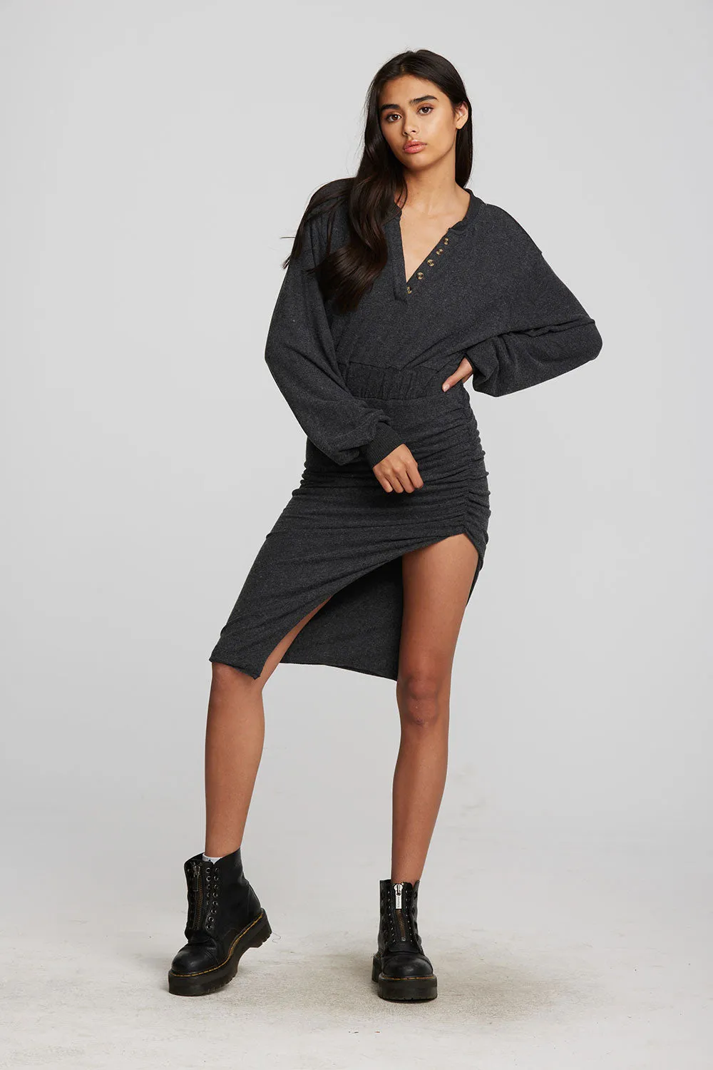 Recycled Bliss Knit Midi Dress with Shirring