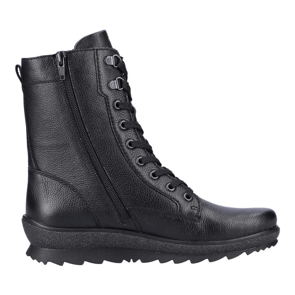 Remonte R8483-01 Hella 83 Combat Boot Black Leather (Women's)