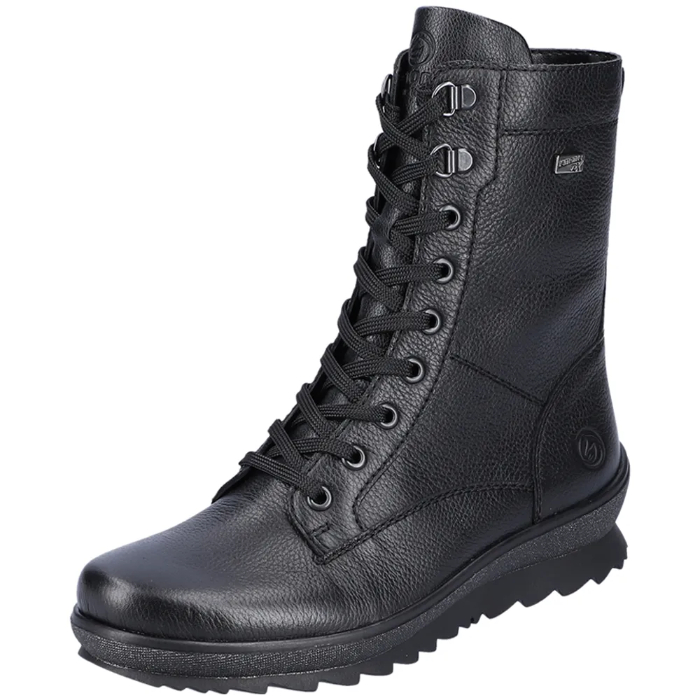 Remonte R8483-01 Hella 83 Combat Boot Black Leather (Women's)