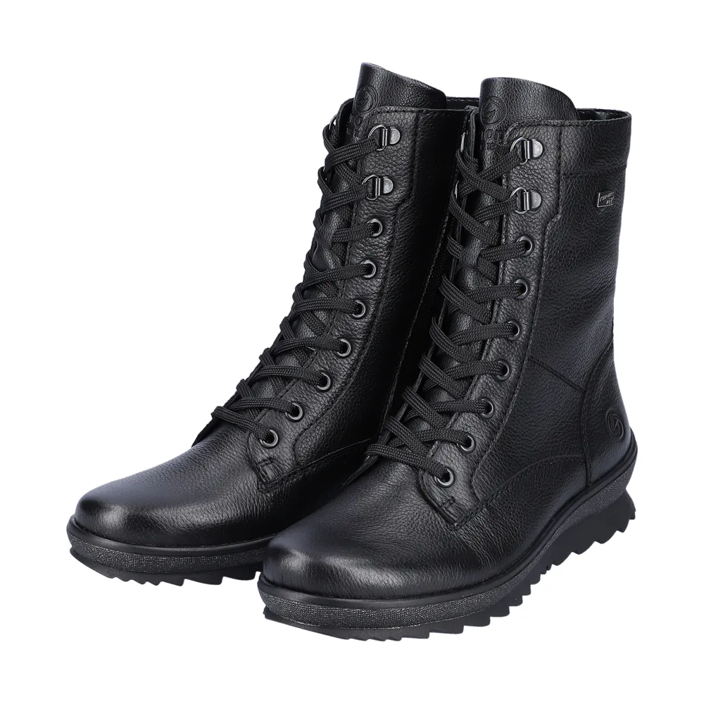 Remonte R8483-01 Hella 83 Combat Boot Black Leather (Women's)