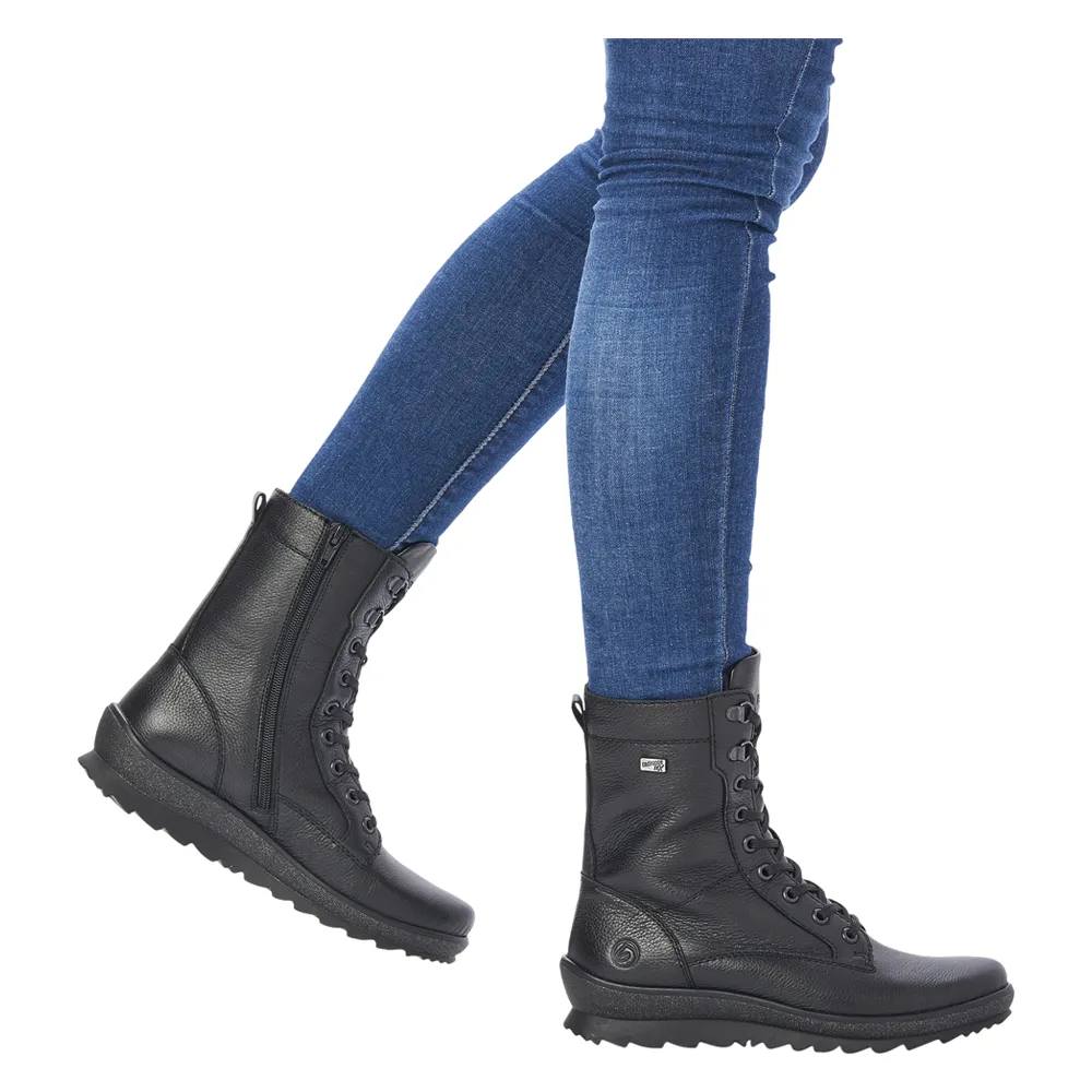 Remonte R8483-01 Hella 83 Combat Boot Black Leather (Women's)