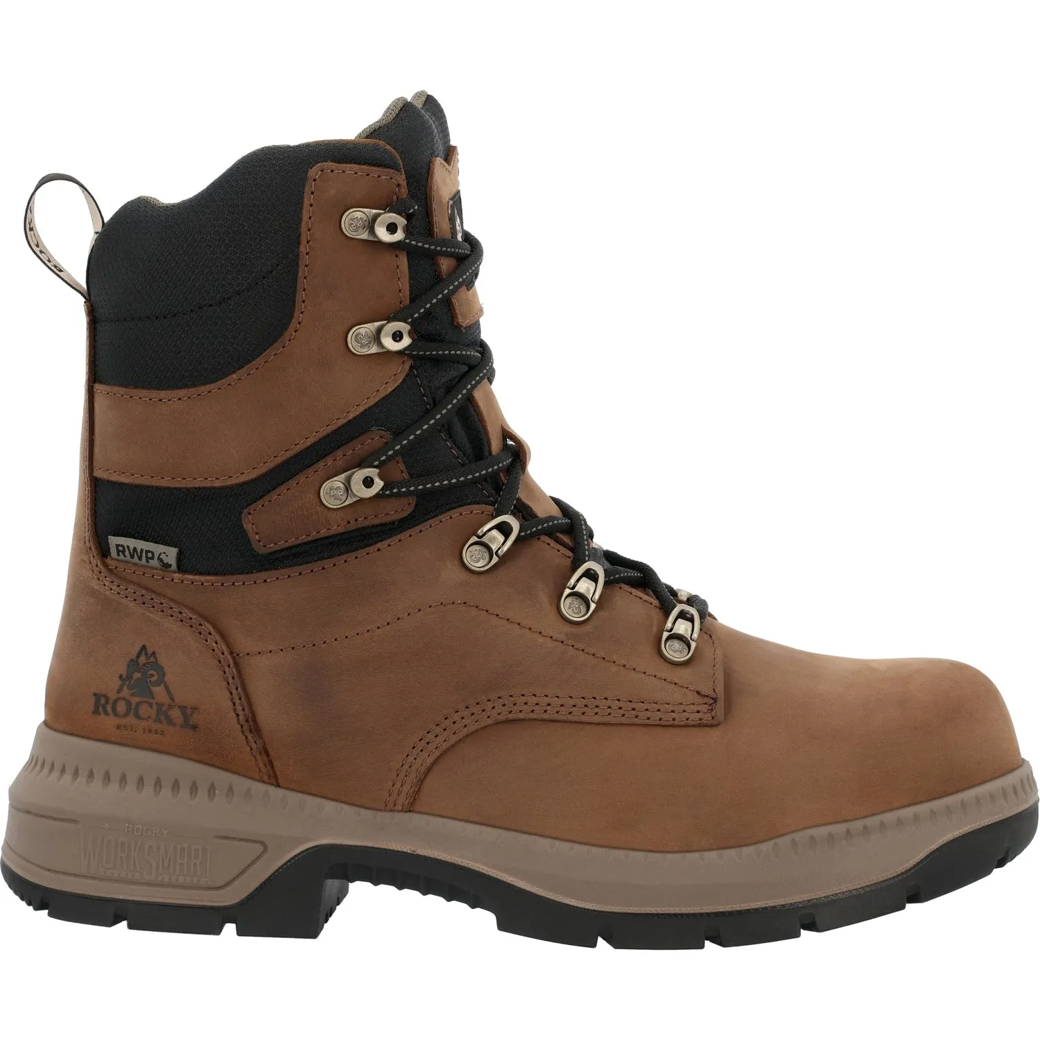 Rocky Mens Worksmart 8in CT MetGuard Crazy Horse Leather Work Boots