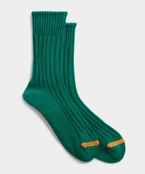 Rototo Chunky Ribbed Crew Sock in Green