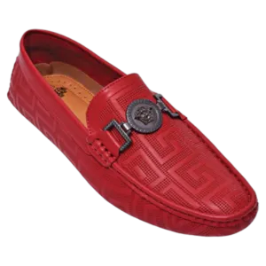 Royal Red men's loafer With metal buckle printed leather fashion design