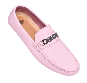 Royal shoes pink men's casual loafer slip-on printed leather driver