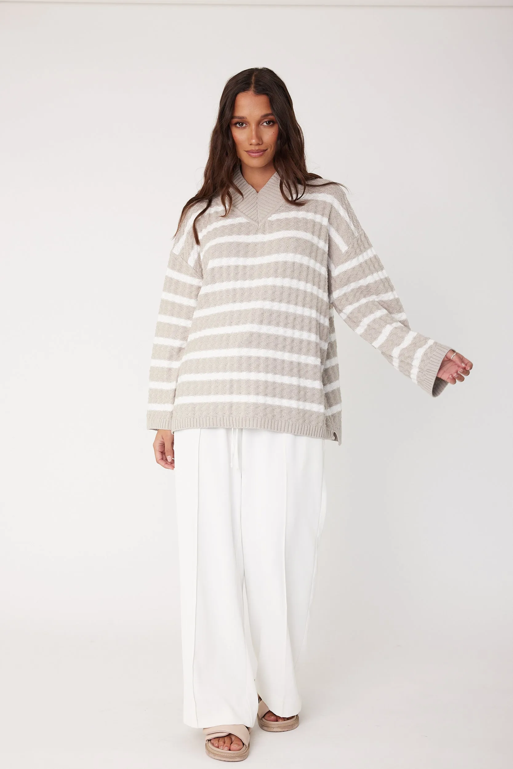 SONNY Knit Jumper Stone Stripe