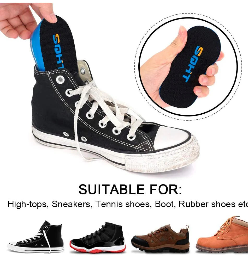 SQHT's Height Increase Insole - Gel Heel Shoe Lift Inserts, Achilles Tendon Cushion for Men and Women Color Blue&black