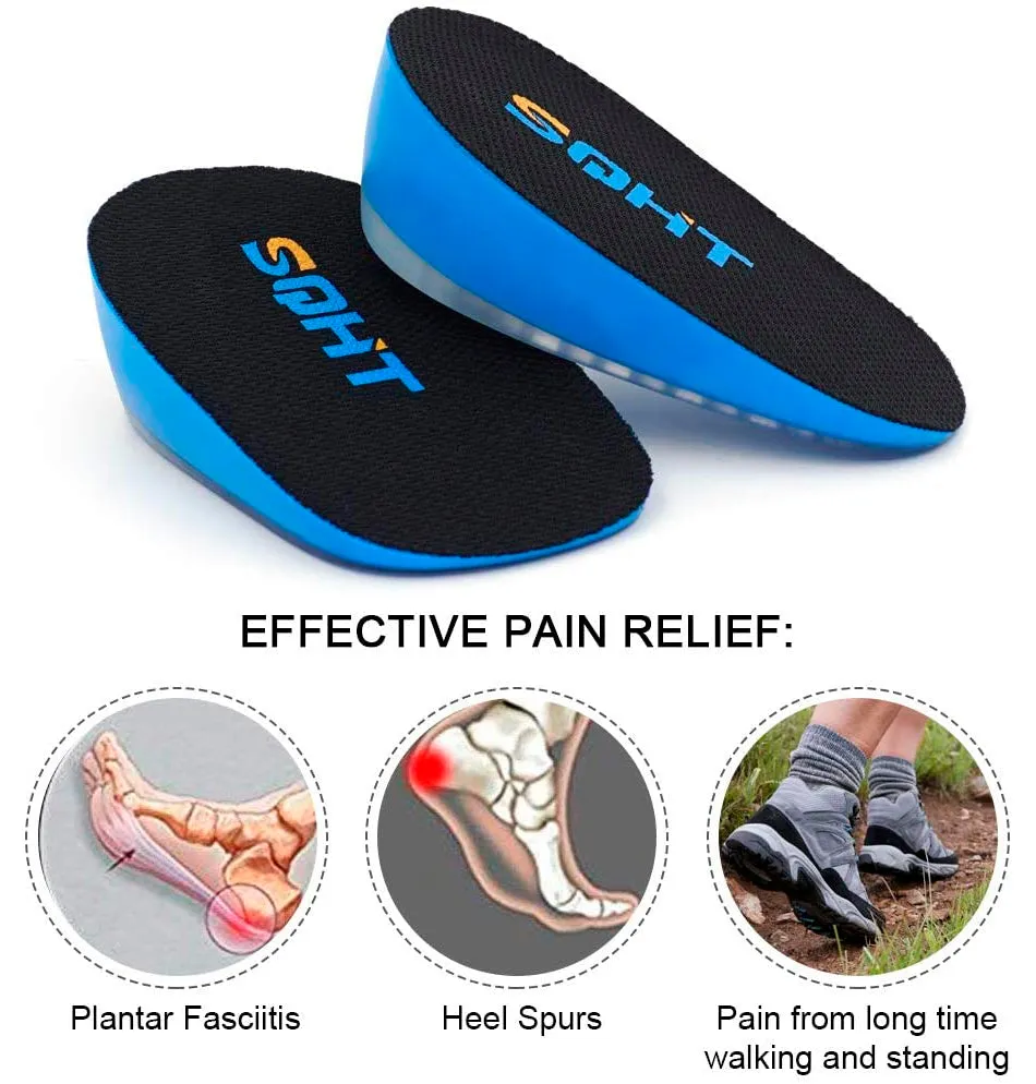 SQHT's Height Increase Insole - Gel Heel Shoe Lift Inserts, Achilles Tendon Cushion for Men and Women Color Blue&black