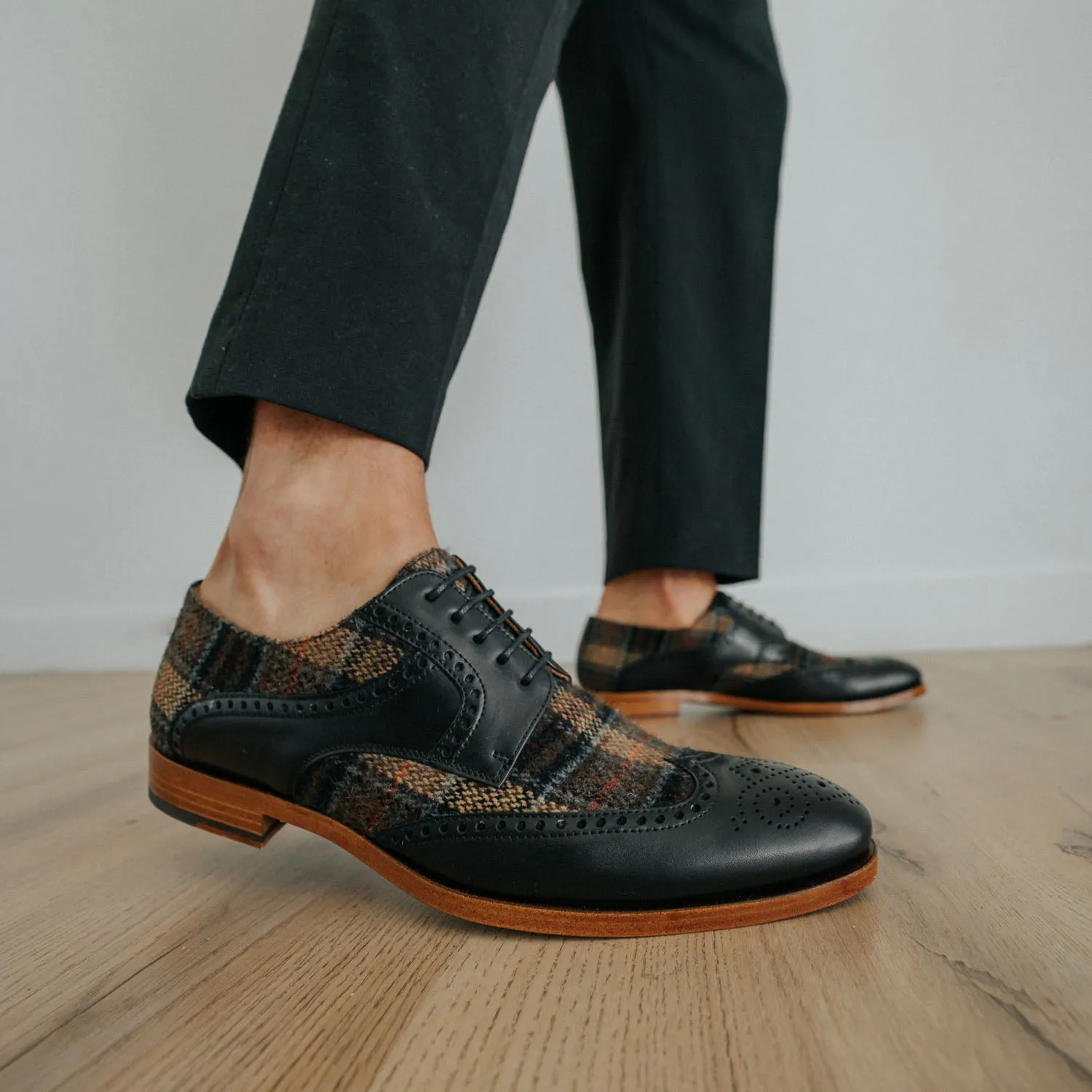 The Wallace Shoe in Brown Tartan (Last Chance, Final Sale)