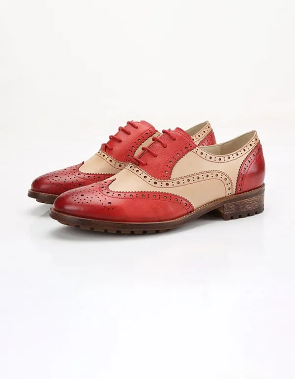 Two Tone Brogue Oxford Shoes for Women