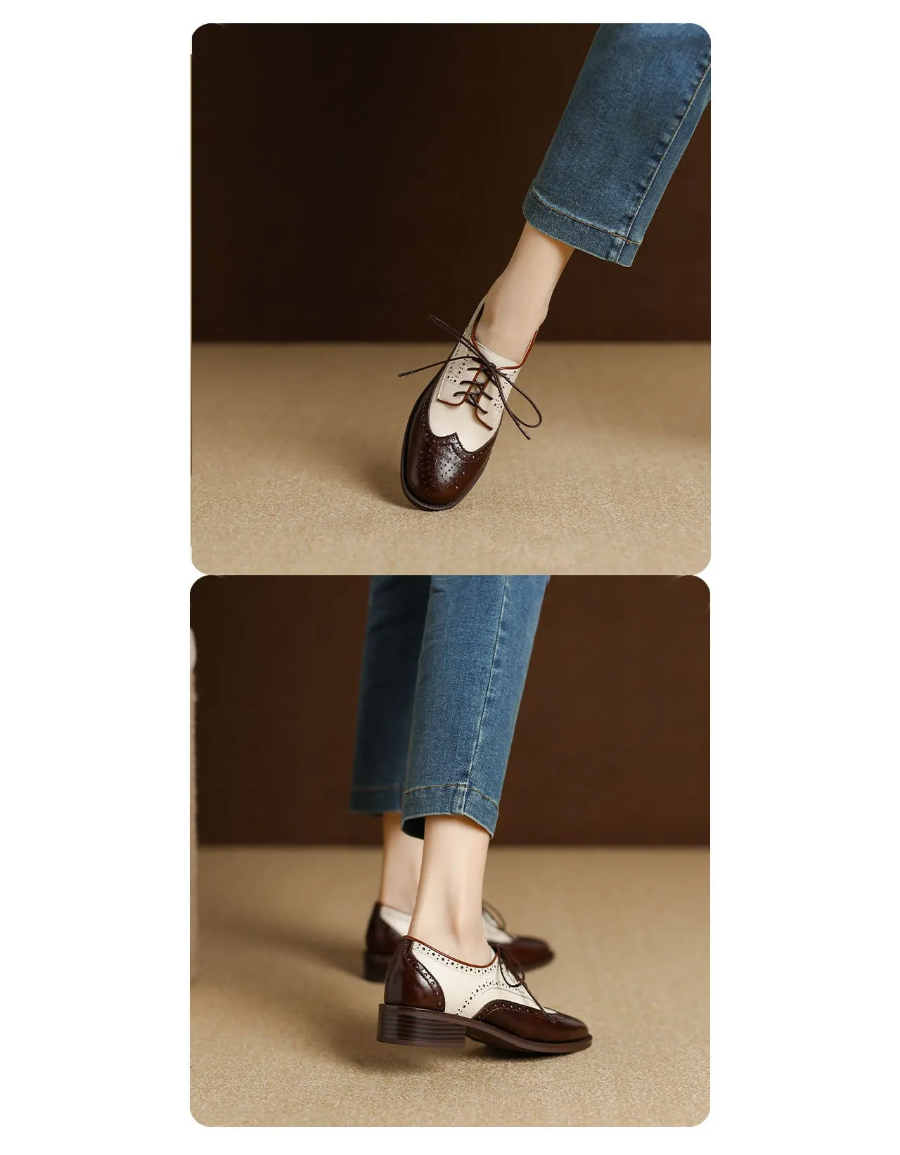 Two Tone Vintage Oxford Shoes for Women