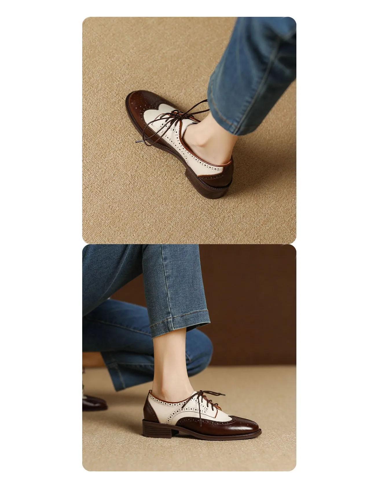 Two Tone Vintage Oxford Shoes for Women