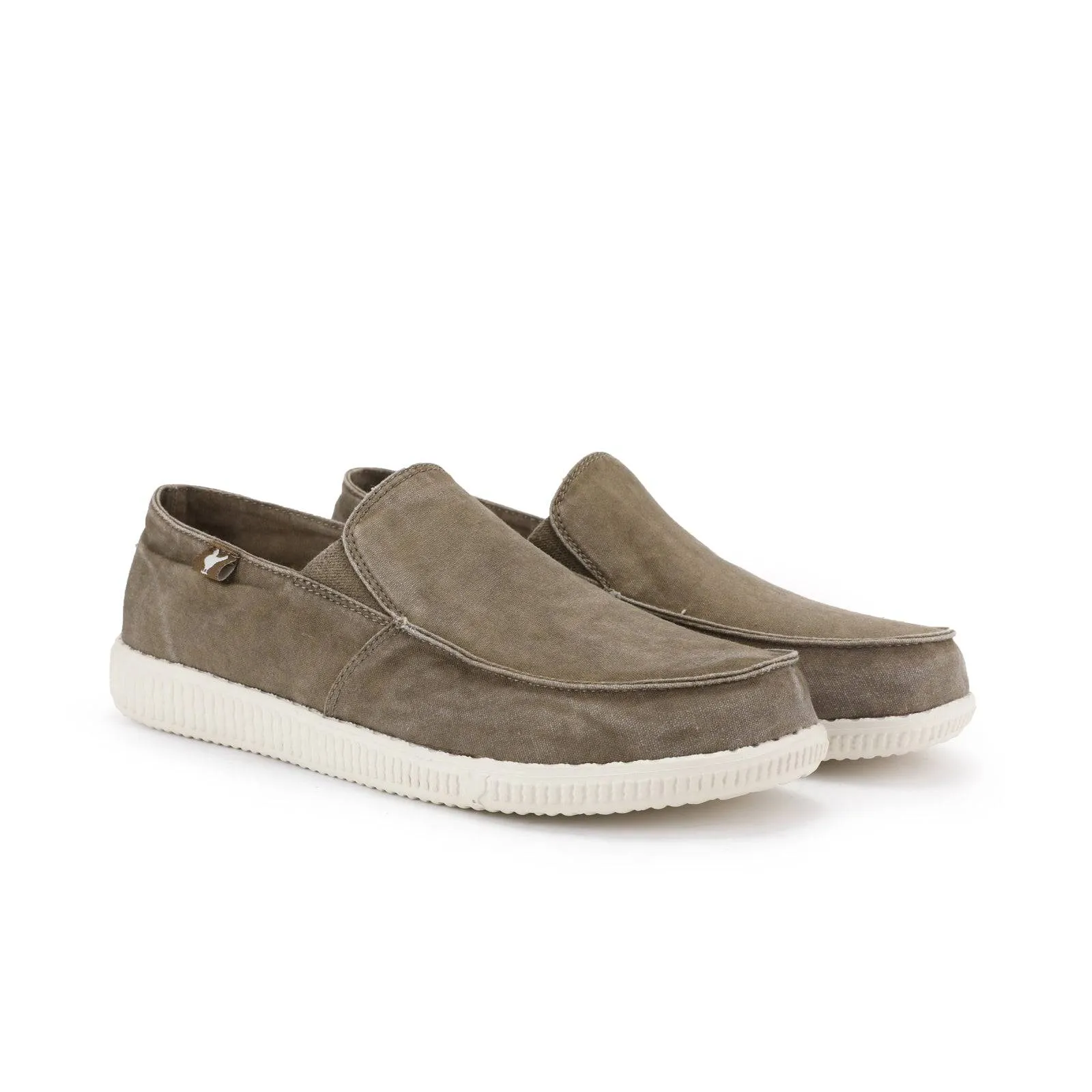 Walk In Pitas WP150 Mens Taupe Textile Slip On Shoes