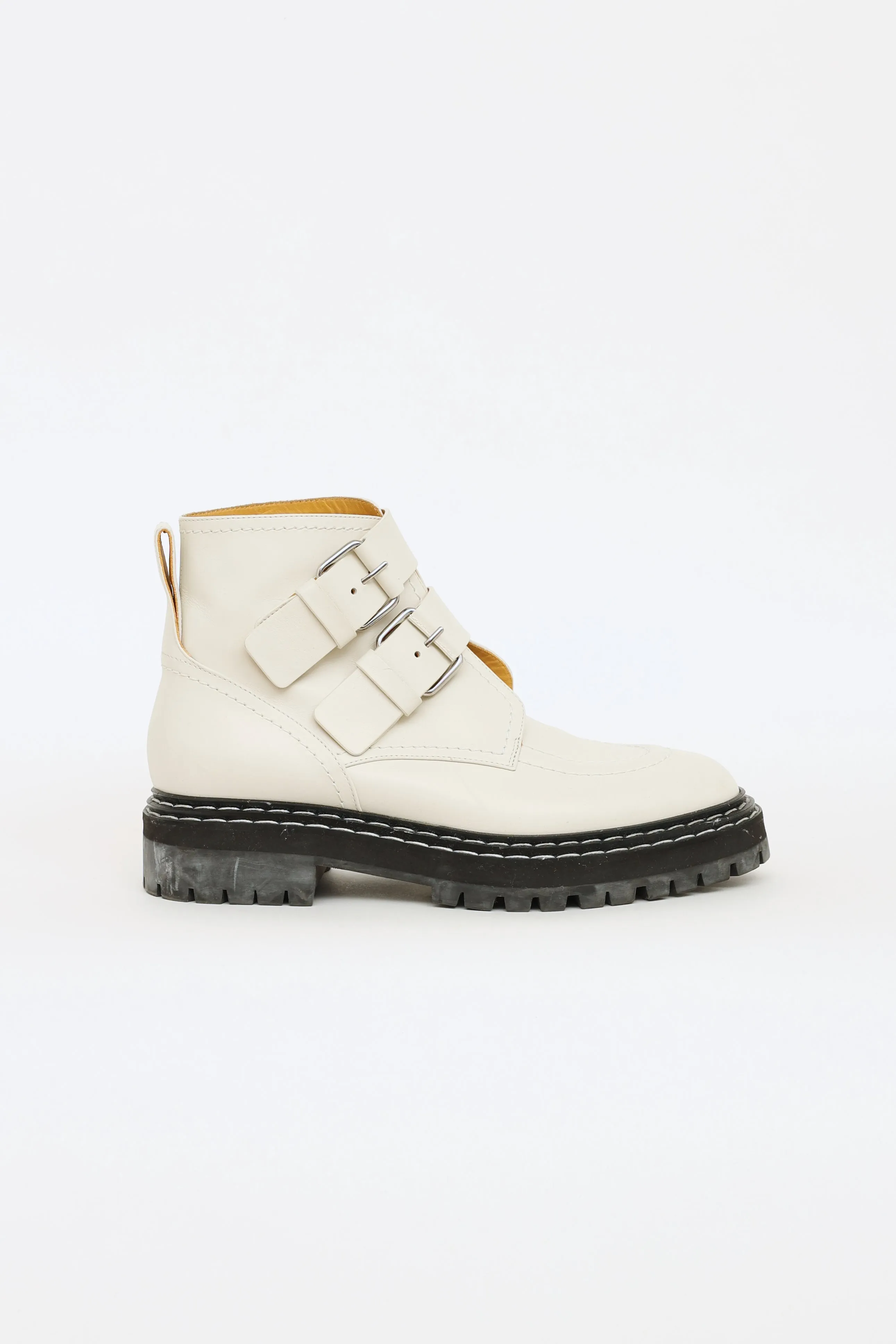 White Buckle Combat Boot