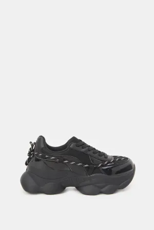 Women Black Chunky Sneakers