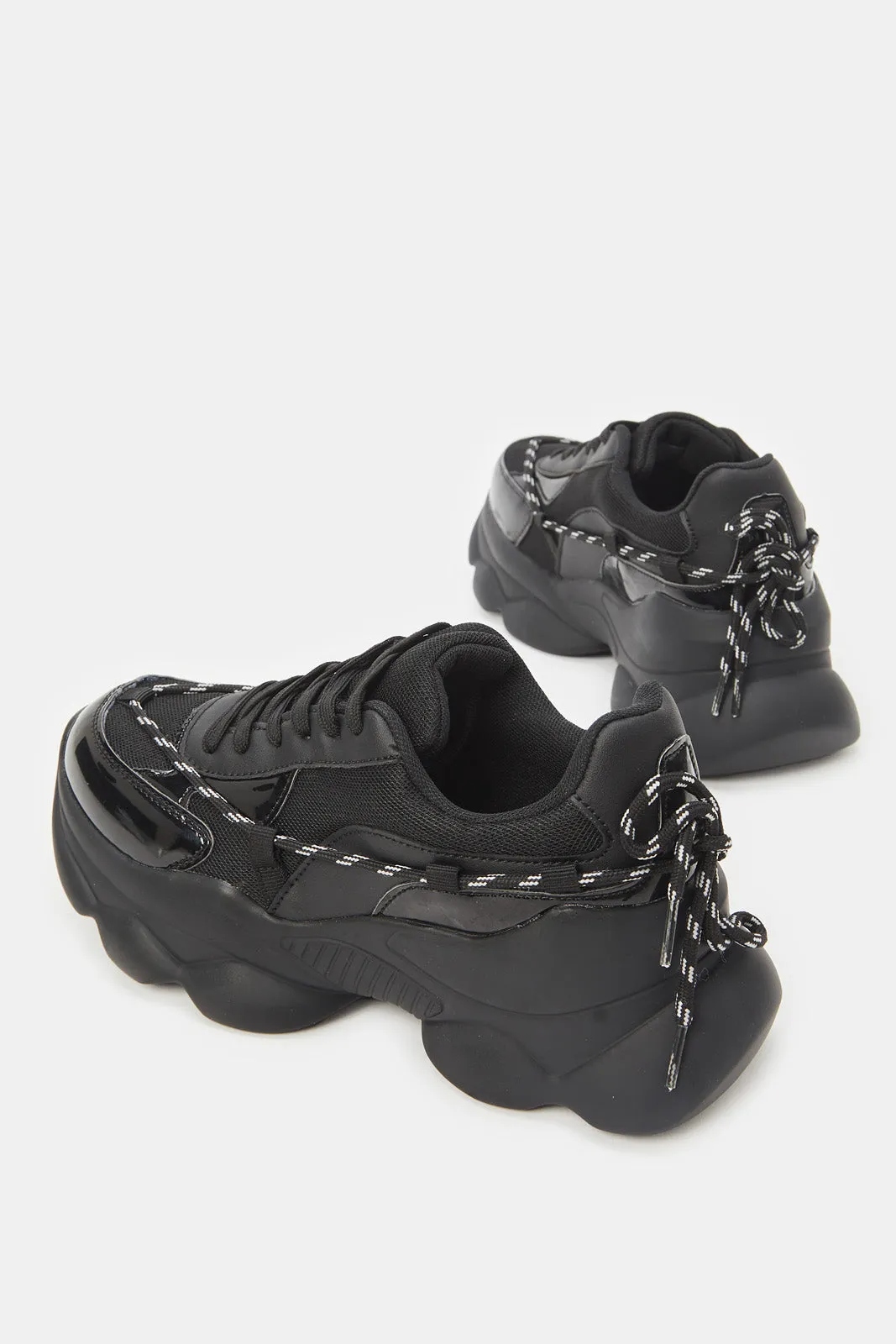 Women Black Chunky Sneakers