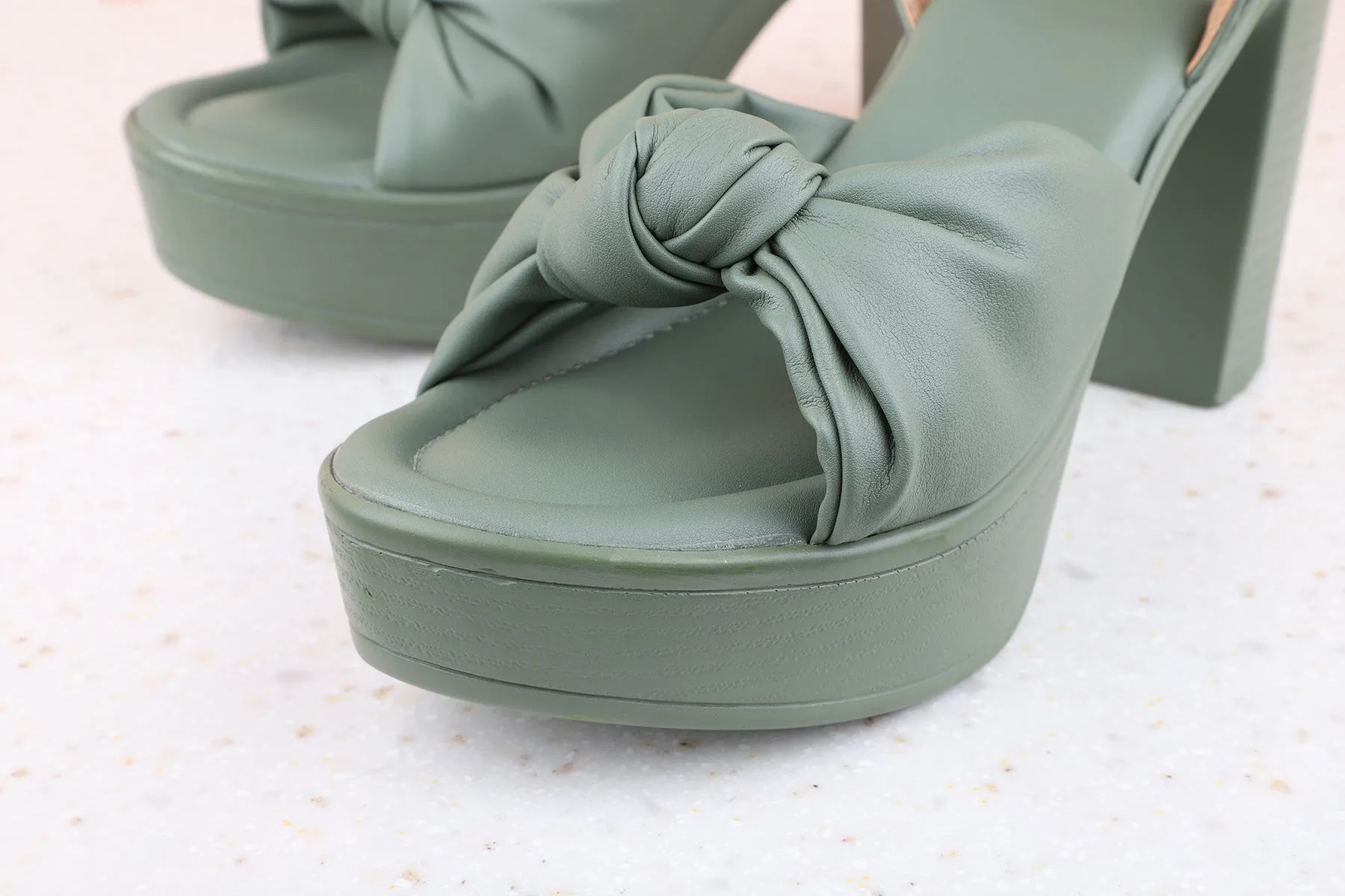 Women Green Solid Platform Heels