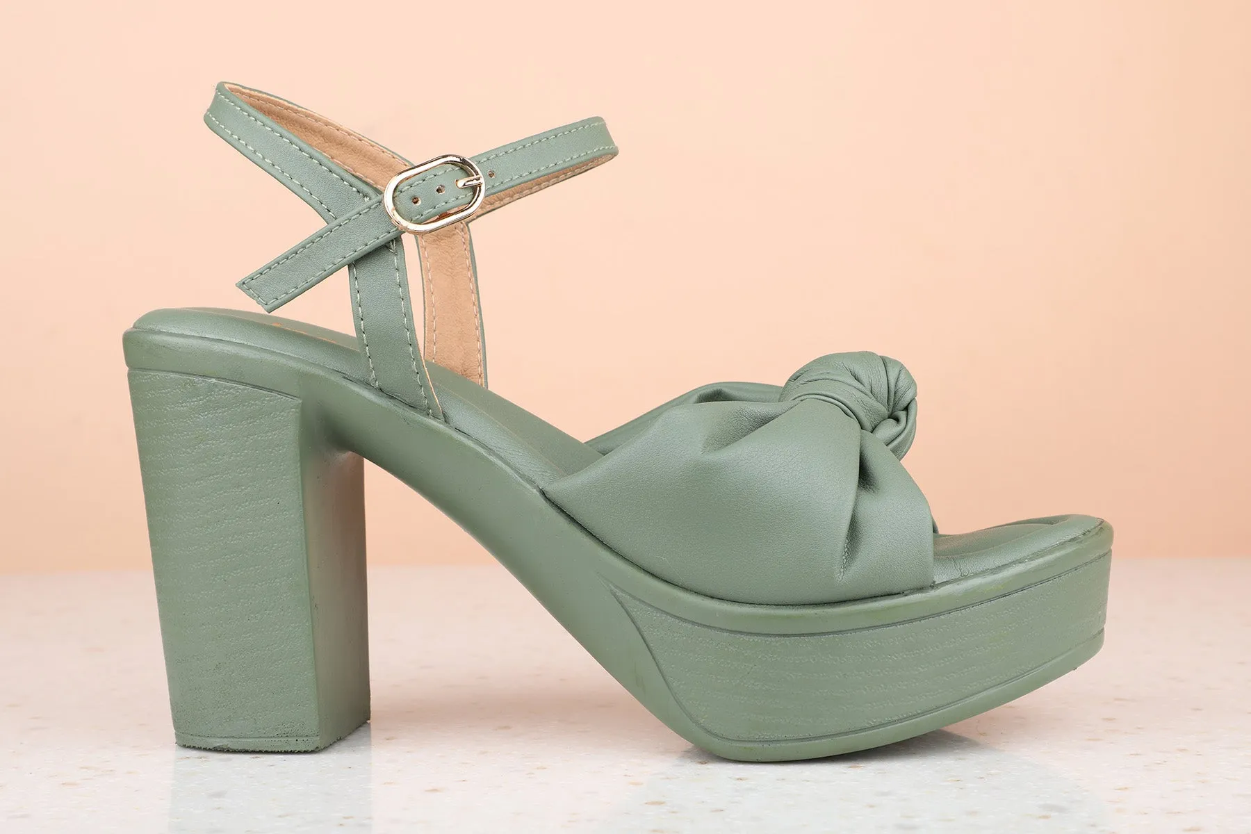 Women Green Solid Platform Heels