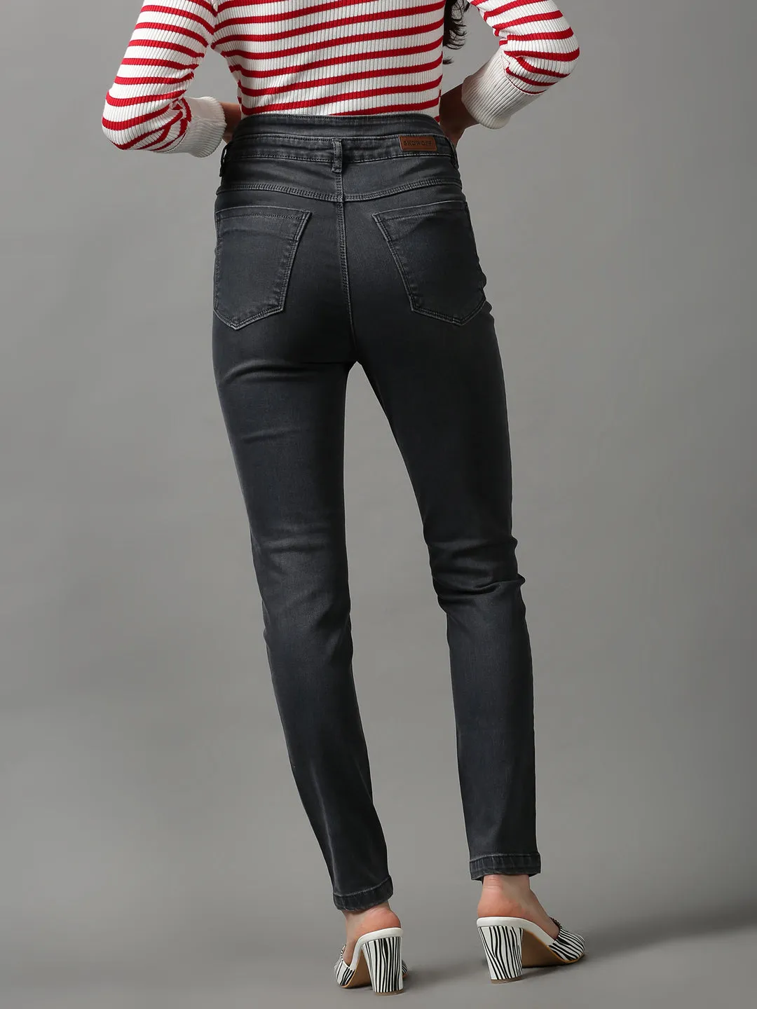 Women's Grey Solid Super Skinny Fit Denim Jeans